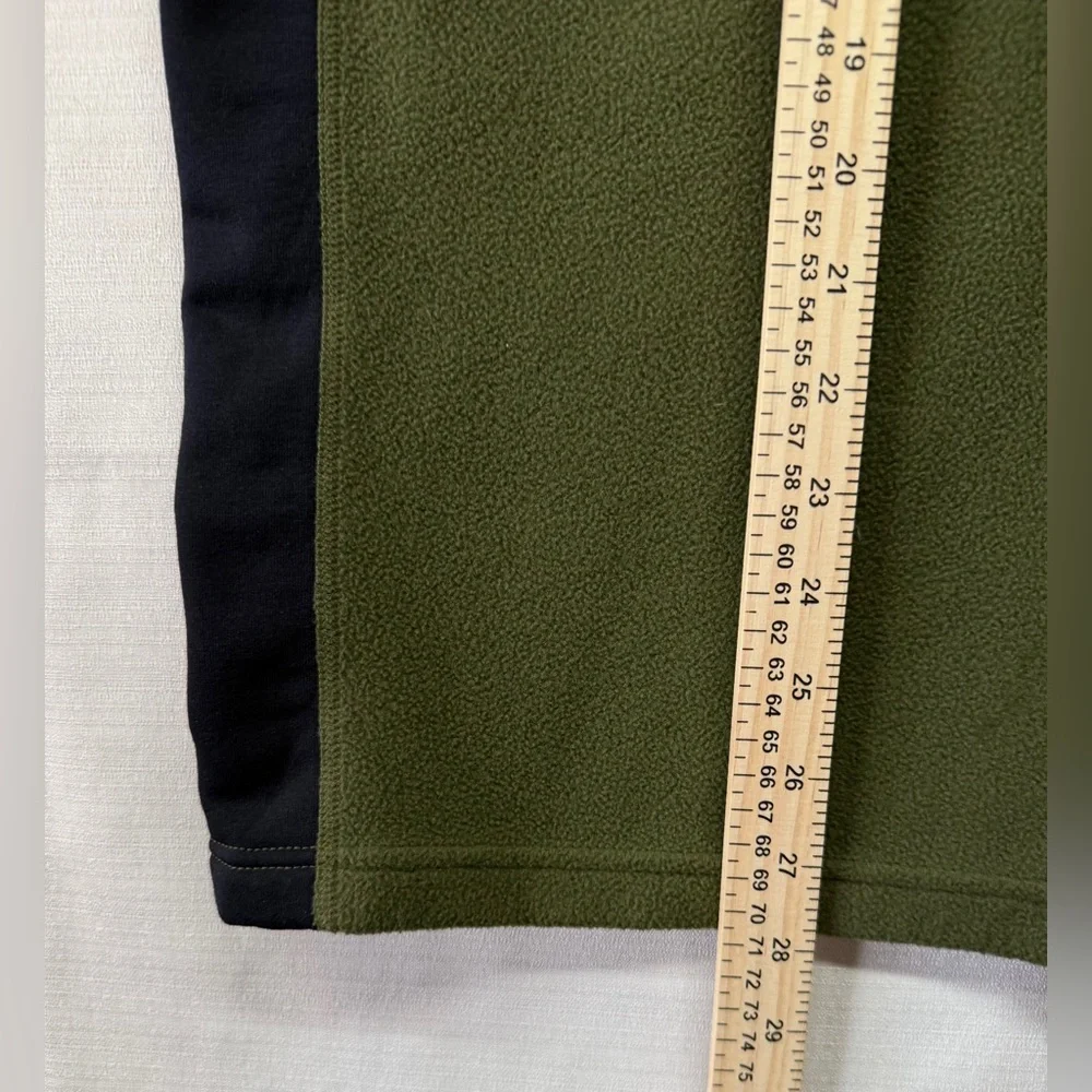 The North Face Polartec Green Black Side Panels Fleece 1/4 Zip Pullover Sz XL